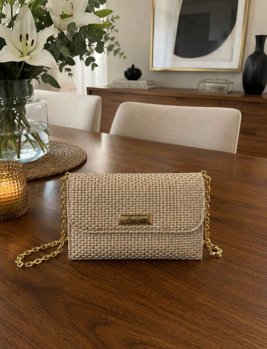 Small Women's Handbag With Crossbody Strap And Chain, Mini Bag, Women's Party Bags - Beige - View 1