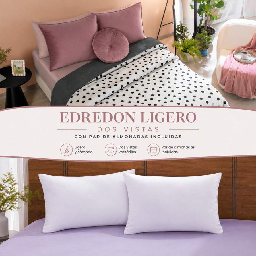 Novo Lightweight Reversible Comforter + 2 Free Pillows – Comfort And Style In One Combo BEAUTTY HOME - POLKA - View 1