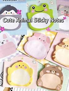 Set Of 8 Styles, 160 Sheets, Animal-Shaped Sticky Notes, Cute And Creative Memo Pads, Cartoon Reusable Stickers, Student Gift Notepads - Multicolor - View 4