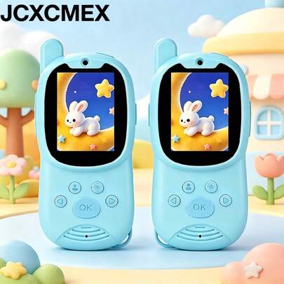  JCXCMEX New Portable Kids Walkie Talkies, 1-3KM Long Range Two-Way Radio, One-Key Talk, Clear Audio, Smart Noise Cancellation, Wireless Intercom, Suitable For Various Scenarios, HD LCD Display, 48H Long Standby, Great For Kids Family Interaction, Children's Day Gift, Birthday Gift