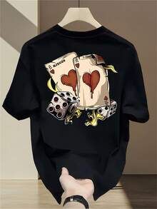 Camiseta de manga corta gruesa de verano para hombre con estampados modernos, estilo coreano y japonés versátil - Negro - Ver 10