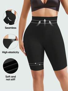 Pantalones cortos moldeadores de cintura alta para mujer, ropa interior moldeadora, control de abdomen, levantamiento de glúteos - Negro - Ver 5