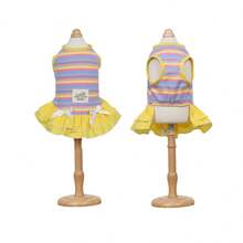 Lightweight And Fashionable Pet Rainbow Stripe Dress For Spring And Summer Pet Clothing With Bow, Suitable For Cute Daily Wear, Garden Stroll, Family Travel, Festivals, Gatherings, Seasonal Activities, Adding Elegant And Fresh Style To Your Pet - Multicolor - View 16