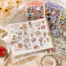 4sheets PET Embelishment Stickers DIY Collage Supplies Creative Decor Hand Made DIY Scrapbooking Material Stickers - 4sheets - View 4