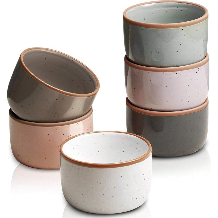 Morandi Color Ramekins Set Of 6, 6 Oz Creme Brulee Ramekin Oven , Porcelain Ramekin Bowls, Mini Cheesecake Pans, Small Bakin - Morandicolor - View 1