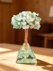 Natural Crystal Tree Resin Pyramid Base Decor, Lucky Tree Home Desktop Ornament, Spiritual Healing Gift - Resin Pyramid Tree - View 6