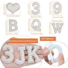 26 English Letters + 10 Numbers + 4 Heart Shaped Self-Adhesive Fabric Patches, With Backing Glue No Need Sewing, Wear-Resistant And Non-Falling Off. Suitable For Bag Decoration, Clothing Patch, Scrapbooking, Shoes & Hats Embellishment, Doll Makeover, School Uniform Decoration And More Scenarios, Fresh And Versatile Style, Easy To Apply And Transform - Multicolor - View 2