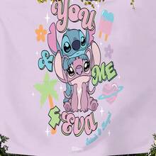 Disney Stitch & Angel Tapestry With "You & Me Forever" Themed Print No-Hole Backdrop, Perfect For Parties, Camping, Home Decor, Scene Setup And Gathering Displays - 0 - View 3