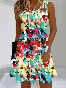 Ropa de Mujer Western Primavera Verano Estampado Floral Digital Casual Vestido Largo Vestido de Leche - Multicolor - Ver 6