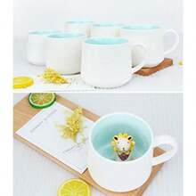 Hotmiss Taza de cerámica con patrón de con animal 3D oculto en el interior 355 ml Linda taza hecha a mano con dibujos animados Para amantes del café leche y té - Perro - Ver 4