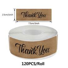 120pcs Kraft Paper Thank You Self-Adhesive Roll Stickers, Rectangular 3x1 Inch, 6 Styles Available, Red Heart, Flower, Envelope English Thank You For Your Order Rectangular Seal Stickers, Baking DIY Decoration, PVC Self-Adhesive - Kraft Paper Thank You - View 11