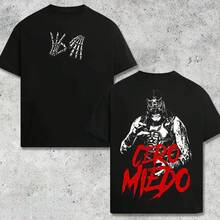 S-3XL Men's Wrestling Theme T-Shirt With Devil Dog Group Print, A194 Casual Summer T-Shirt, Crew Neck - 黑色 - 查看 4