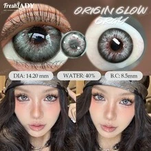 FRESH LADY Kính áp tròng Freshlady 1 cặp, màu xám, thích hợp sử dụng hàng ngày, đi làm, đi nghỉ mát, dự tiệc và trang điểm cosplay, dùng được cả năm, kích thước 14.2 mm. - Màu xám đen - Xem 2