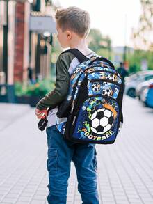 Football Pattern Hot Selling Lightweight Backpack For Elementary School Students, Boys And Girls, Suitable For Grade 3-6, Cross-Border Backpack - Black Football - View 3
