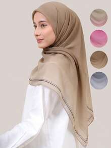 1 pieza Pañuelo triangular casual y práctico de unicolor para mujer, pañuelo ligero y versátil con protección solar, adecuado para uso diario - gorro tipo pañuelo multicolor - Ver 14