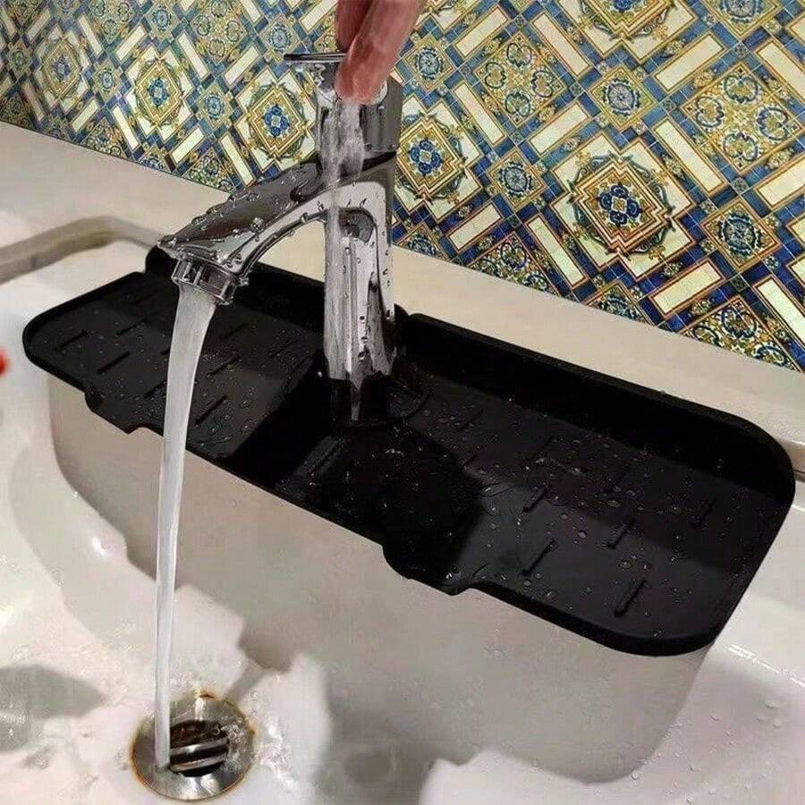 1pc Thick Silicone Faucet Splash Guard, Water Tap Anti-Splash Cover And Absorbent Drainage Mat - Kitchen And Bathroom Sink Accessories - Multicolor - View 1