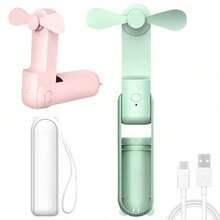 Ventilador de mano mini, ventilador portátil de escritorio pequeño recargable por USB con 3 velocidades, ventilador plegable, enfriamiento duradero de 500mAh, adecuado para actividades al aire libre de verano, campamento, viaje, deportes, playa, vacaciones, escritorio de oficina en el hogar, reuniones festivas, artículo esencial para vacaciones, ventilador eléctrico de mano, ventilador eléctrico portátil, ventilador eléctrico plegable - portátil - Ver 2