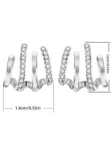 1 Pasang Anting Tusuk Emas & Perak, Anting Manset Telinga untuk Wanita - Perak - View 2