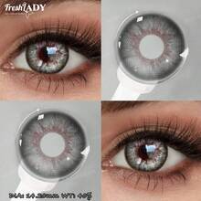 FRESH LADY Kính áp tròng Freshlady 1 cặp, màu xám, thích hợp sử dụng hàng ngày, đi làm, đi nghỉ mát, dự tiệc và trang điểm cosplay, dùng được cả năm, kích thước 14.2 mm. - Màu xám đen - Xem 4
