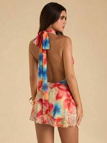 Vestido casual de verano para mujer con estampado floral amarillo, adecuado para vacaciones en la playa, viajes a la playa, fiestas en la playa, citas, discotecas, salidas, fiestas, festivales de música, brunch y otras ocasiones - Amarillo 2 - Ver 2