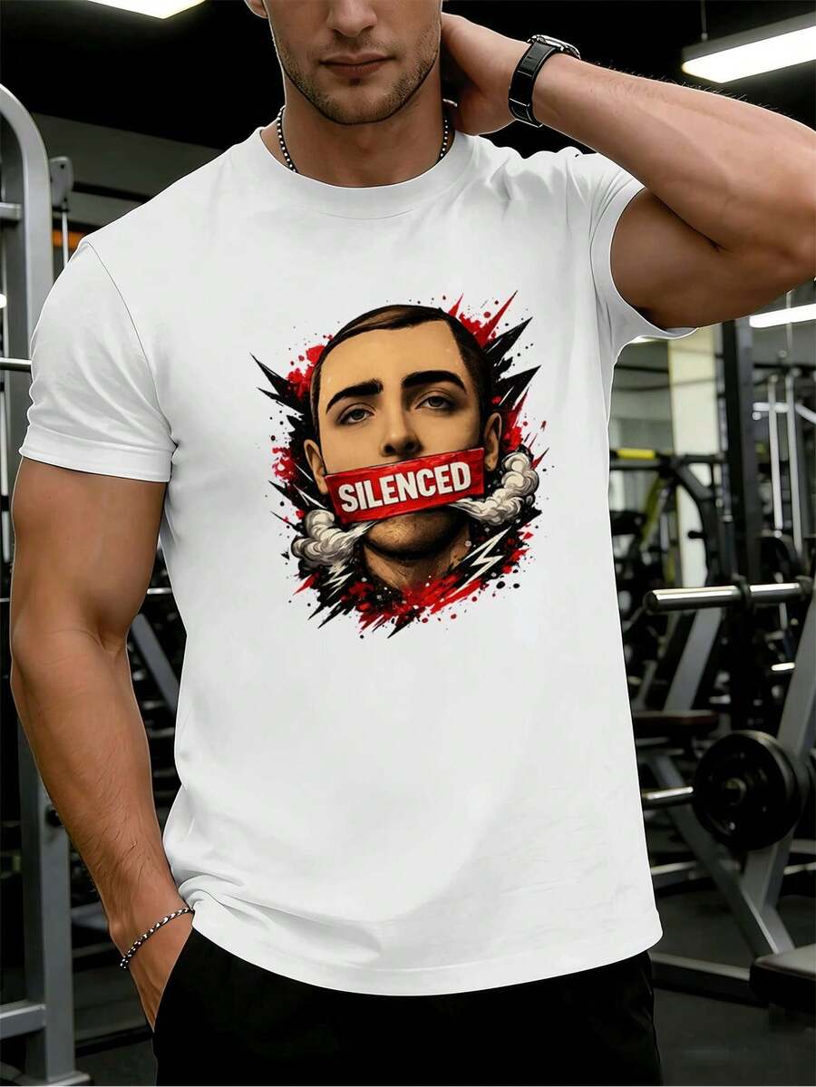 Men's Streetwear Fitness T-Shirt With Quality Graphic, Art Print, Casual, Breathable. - White - View 1