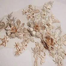 1pc Beaded 3D Floral Embroidery Applique Sewing Patch For Wedding Dress Decoration - Cloth Patch - View 7