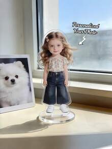 1Pc Custom Acrylic Photo Standee, Personalized Picture Table Sign, Clear Acrylic Portrait Plaque Display, Memory Keepsake, Reception Table Centerpiece, Engagement Party Decor, Anniversary Gift,Birthday Gift,Father's Day Gift - Multicolor - View 2