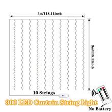 300 LED Lights, 3 Meters X 3 Meters, USB Curtain String Lights With Remote Control, Garland Lights, Christmas New Year Holiday Lighting Decor, Party Wedding, Bedroom Atmosphere, Hanging LED String Lights - USB窗簾燈串 - 查看 5