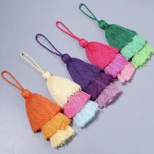 2pcs/Pack 3-Layer Tassel Pendant, Ombre Christmas Tree 16cm Polyester Bicolor Tasseled Hanging Decor, Keychain Phone Charm DIY Clothing Bag Jewelry Accessories - Three-layer Tassel Pendant - View 8