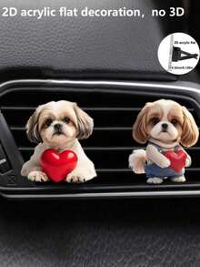 1/2 pièces Clip décoratif mignon de chiot pour aérateur de voiture, désodorisant de voiture, climatisation. Décoration plate en acrylique 2D en forme de chiot. - Chiot personnalisé - Voir 14