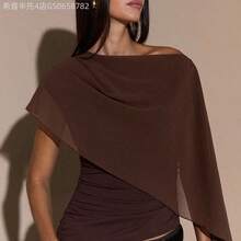 Fengyu Women's Clothing Store  Blusa de punto con cuello anudado y hombro asimétrico, suéter elegante y ajustado, otoño/invierno - Rojo - Ver 2