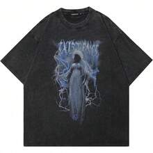Camiseta Negra Vintage Lavada para Hombre con Diseño de Perro Dóberman, Estilo Urbano, Unisex - Blanco - Ver 1