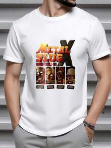 The Print Pays Homage To The Legendary Action Video Game Where Brave Soldiers Fight For Freedom, With Retro Graphics That Evoke Nostalgia And Heroic Energy, Evoking Strength And Adventure. This 100% Cotton Men's T-Shirt Is Comfortable And Modern, Ideal For Fans Of Gamer Art And Classic Culture. - 白色 - 查看 12