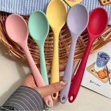 Heat-Resistant Non-Stick Silicone Kitchen Spatula, 8-Inch (20.5cm) Silicone Soup Spoon, Stirring Spoon, Ladle, Rice Spoon, Adult Serving Spoon, Cooking Stirring Baking Kitchen Utensils - Multicolor - View 13