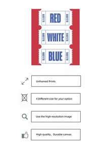 1 pieza Cartel digital descargable con estampado de boleto retro patriótico sin marco en rojo, blanco y azul para decoración del Cuatro de Julio, estética para sala de estar, dormitorio, de vuelta a la escuela, pósteres modernos, artículos esenciales para dormitorio - Entradas - Ver 6