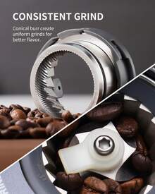 SHARDOR Conical Burr Coffee Grinder Electric With Precision Timer 2.0, Touchscreen Adjustable Conical Conical Coffee Bean Grinder With 51 Precise Settings For Home Use, Silver. - US A Type Plug(110-127V) - View 6