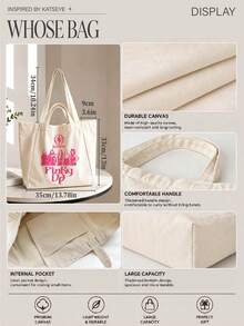 KATS/EYE Handbag/Shoulder Bag, PINKY UP, MANON, SOPHIA, DANIELA, LARA, MEGAN, YOONCHAE, Y2K Retro Style Pattern, Large Capacity Canvas Bag, CAT EYE KATSEYE Tote Bag, EYEKONS Fan Enthusiast Versatile Item - Multicolor - View 10