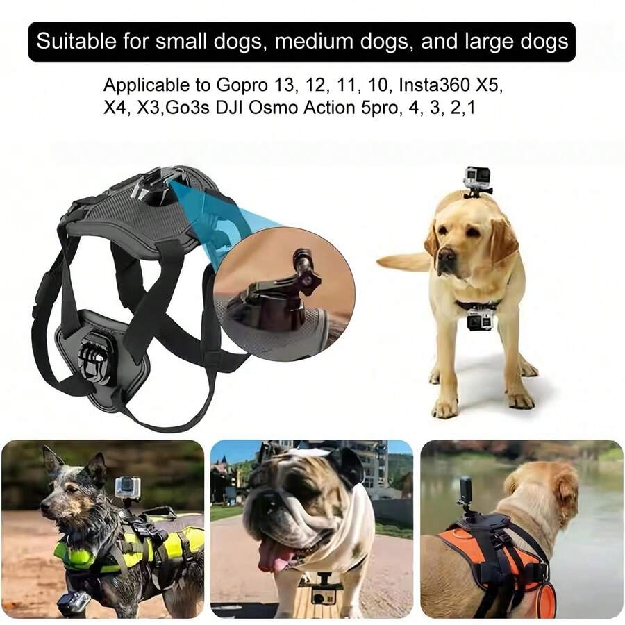 Dog Harness Mount Soft And Adjustable Dog Harness Vest With 2 Mouting Base Pet Chest And Back Fixation For Hero All Models, Sports Camera Dog Harness Chest Strap, Pet Perspective Shooting, Suitable For And Dog Sports Camera Accessory Fixing Strap, Suitable For Small Medium Large Dogs - View 1