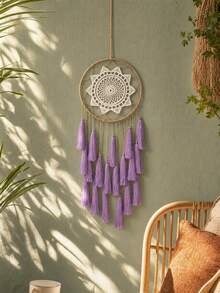 1 chiếc vòng bắt giấc mơ treo tường phong cách Bohemian màu tím tua rua, vòng bắt giấc mơ dệt thủ công, đồ trang trí vòng bắt giấc mơ ren móc, vòng bắt giấc mơ ren trắng và tua rua tím, tranh treo tường vòng bắt giấc mơ bằng dây thừng, vòng bắt giấc mơ màu tím phong cách Boho cho phòng ngủ, đồ trang trí vòng bắt giấc mơ tua rua cỡ lớn. - Nhiều màu - Xem 3