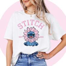 Lilo And Stitch Shirt | Angel Shirt | Stitch Birthday Tshirt |  Disney Cartoon Shirt Unisex  | Disney Theme -- Disneys Disneyland Paris The Magic Kingdom Disneyesque B6Holiday Gifts Valentine's Day Gifts Earth Day Gifts Oktoberfest Gifts Summer Bank Holiday Gifts - trắng - Xem 1