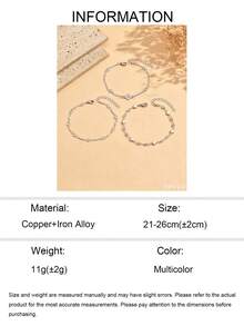 3pcs/Set Fashion Multi-Layer Stacked Clover Transparent Rhinestone Decor Anklet Charm Women's Beach Rhinestone Anklet Suitable For Daily Wear, Parties, Beach Vacation And Travel, Handmade Chain Cut To Length With Variable Bead Count - Silver - View 5