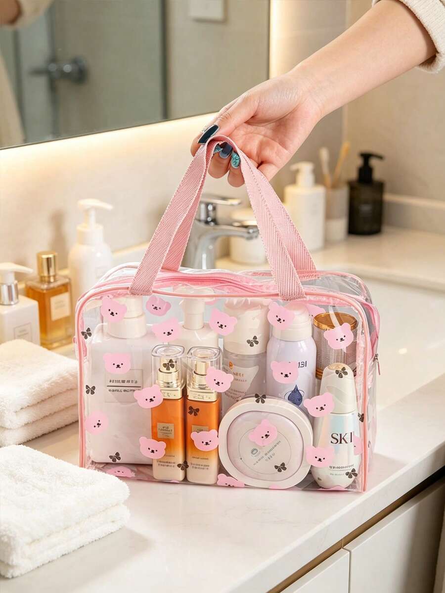 Printed Toiletry Storage Bag, Handheld Wash Bag, Large Capacity, Multi-Scenario Use, Cartoon Cosmetic Bag - Multicolor - View 1
