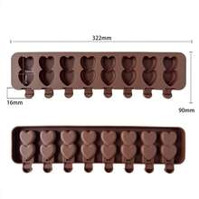 1pc 8-Cavity Double Heart Popsicle Mold Set With 50 Wooden Sticks, Silicone Molds For Homemade Ice Pops, Cake Pop Mold, Cake Pop Molds, Chocolate, Mini Cakes & Cheese Sticks, Reusable Kitchen Tool For Summer Treats, Freezer/Oven/Steamer Use (-40°C To 240°C), Easy Release Dessert Maker, Cute Kitchen Essentials With Popsicle Stick & Popsicle Sticks For DIY Snacks And Gifts - Bộ khuôn 8 ngăn kèm 50 que gỗ - Xem 8