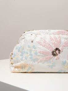 (隨機圖案) 女款手拿包、亮片包、花卉圖案、刺繡包、晚宴派對、舞會禮服、畢業舞會包、婚禮用品、優雅女款錢包、女性禮物 - 彩色 - 查看 4