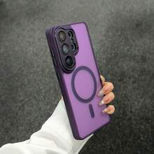 高級啞光親膚手機殼，相容 Galaxy S26Ultra S25Ultra S24Ultra S23Ultra A56 A16 A17 A36 A26 A16 A37 A57 S24 S23FE Plus A55 A35 A54 A15 S25 S24 S23 及其他機型，全方位相機保護、內建鏡頭膜、柔軟觸感、防指紋、支援無線充電與防震設計 - 紫色 - 查看 5
