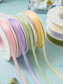 0.6cm/6mm Colorful Satin Ribbon, Double-Sided Dense Polyester Satin Ribbon, Handmade Hair Accessories Bow Tie Gift Box Packaging, Mother's Day Valentine's Day Wedding Gift Packaging Ribbon, Holiday Party Decoration Valentine's Day Bow Ribbon - Multicolor - View 5
