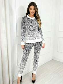 Women's Knitted Set: Blouse And Shaping Pants, Comfortable And Versatile For Everyday Wear - 白色 - 查看 1