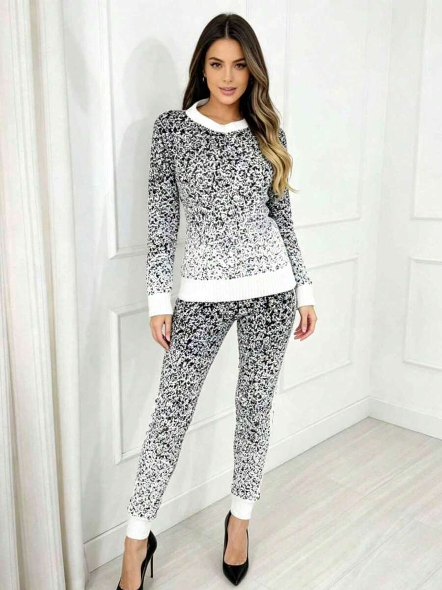 Women's Knitted Set: Blouse And Shaping Pants, Comfortable And Versatile For Everyday Wear - 白色 - 查看 1