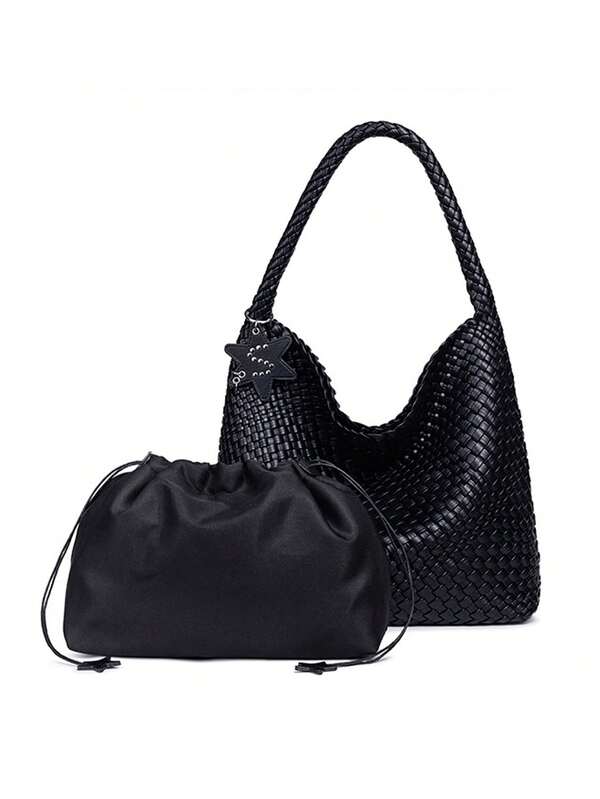 Women's Woven Handbag, Shoulder Bag, Beach Hobo, Handmade Underarm Bag, Tote Bag With Wallet, Fashionable Boho Crossbody Bag Set