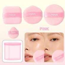 NOVO Set de 4 piezas de borlas de felpa múltiple con caja de almacenamiento, suave y sin defectos, esponja de maquillaje reutilizable sin látex, aplicador para herramientas de maquillaje facial en polvo y líquido - Multicolor - Ver 8